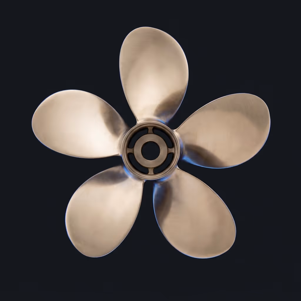 A five-blade nickel-aluminium-bronze marine propeller